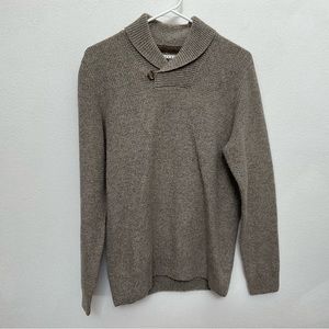 Joseph Abboud Wool Blend Shawl Collar Button Tan Sweater Size Small